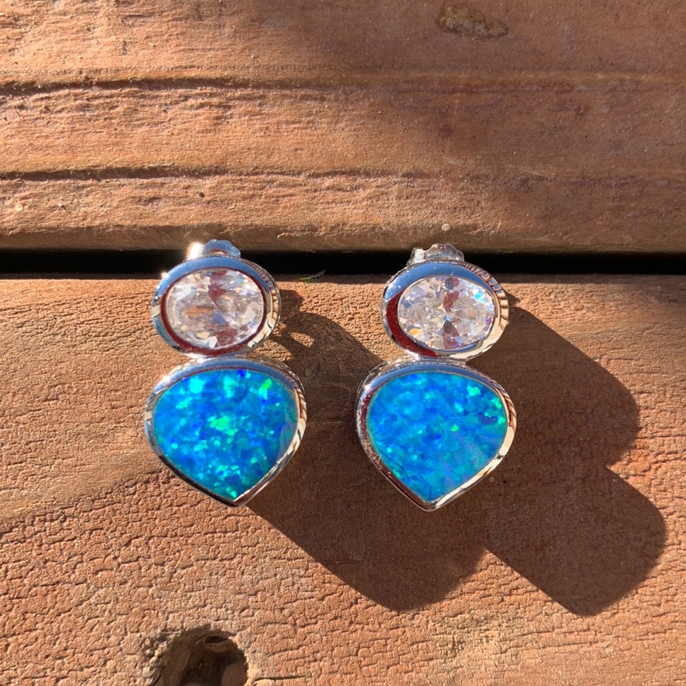 Opal crystal sterling silver earrings